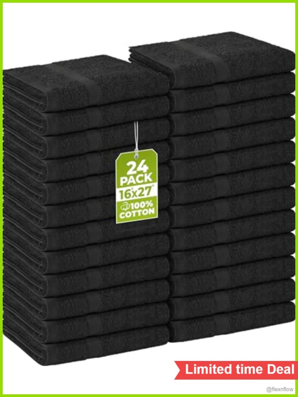 24 Pack 100% Cotton Salon Hair Drying Towels 16x27 Soft Absorbent Spa Gym